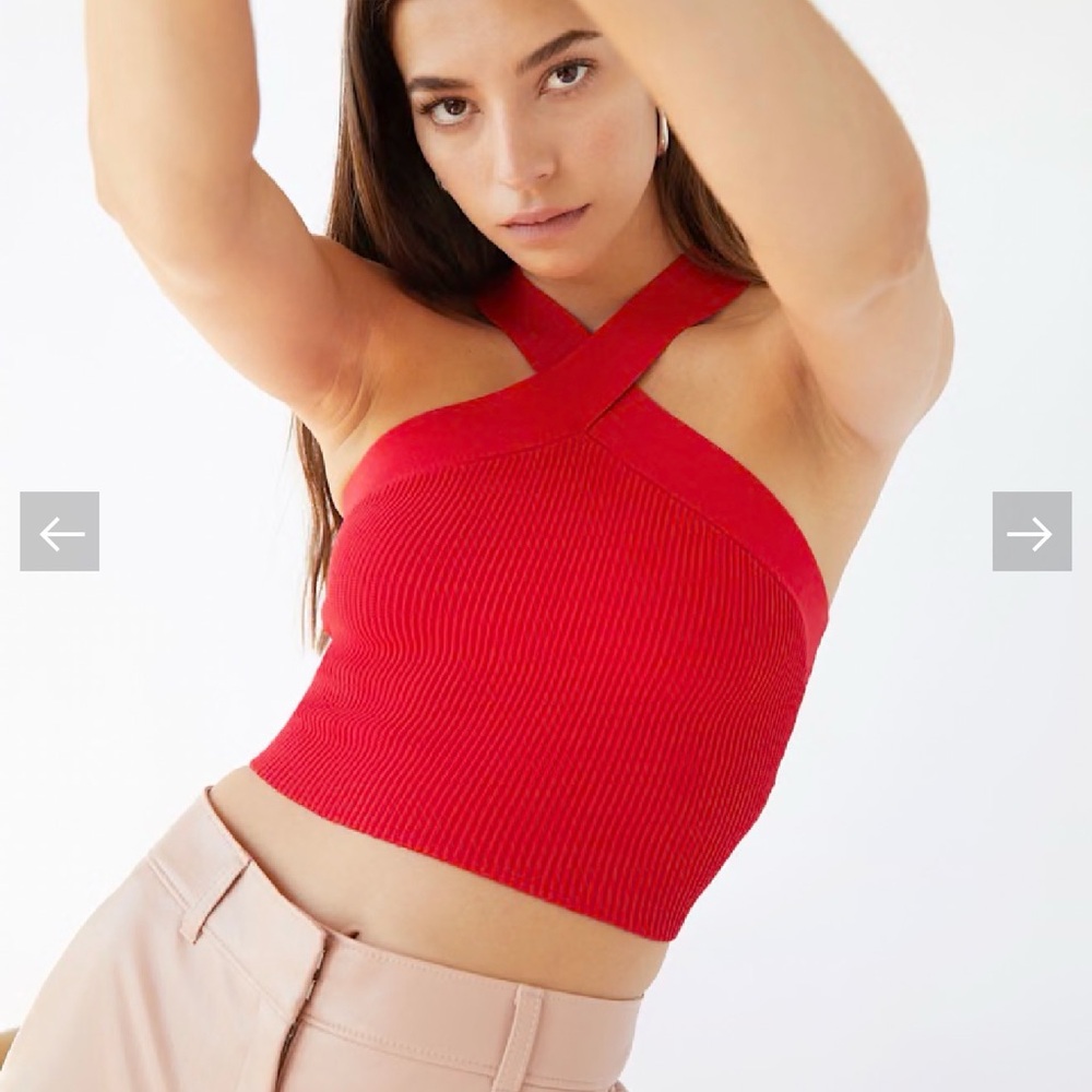 Aritzia Babaton Halter Crop Top – Red | Size XXS | Excellent